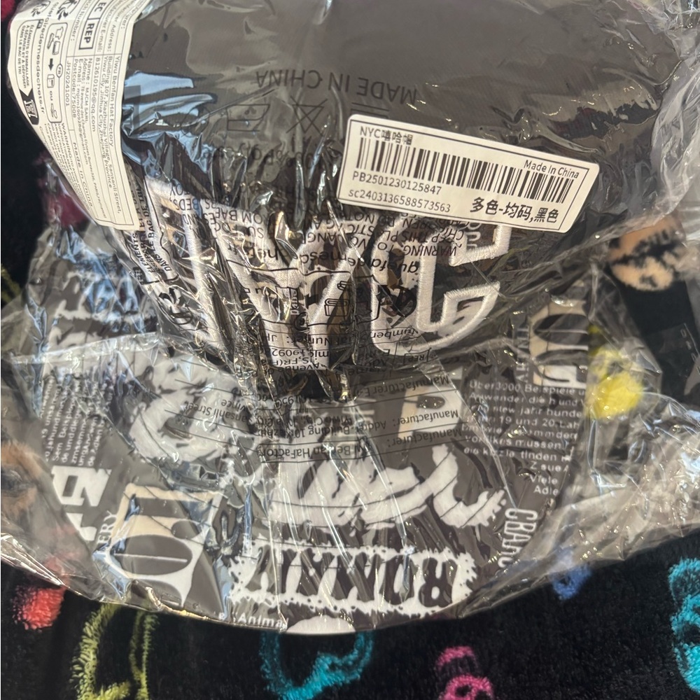 Black Graphic Print Baseball Cap
